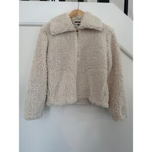 J Crew Sherpa Fleece Full Zip Jacket Women's Size XS Cozy Winter Minimalist